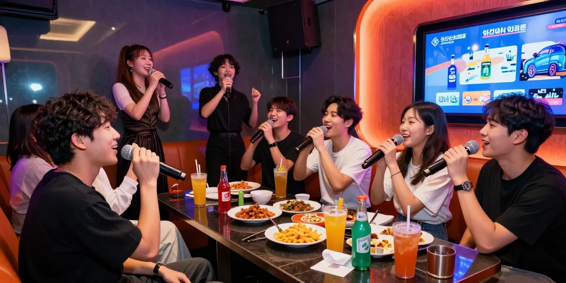 인천쓰리노에서 친구들과 즐거운 노래와 술자리를 즐기는 모습