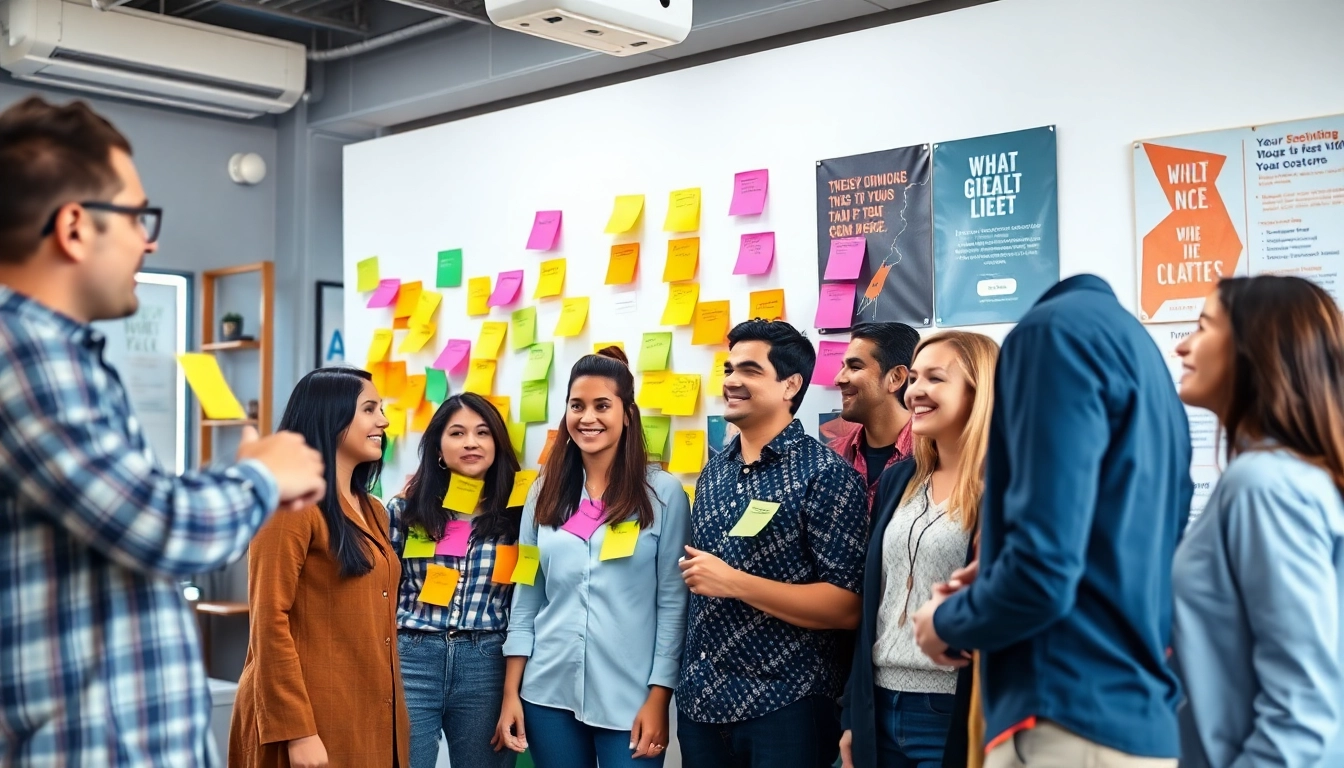 Engaging team collaborating on Creative concept development with vibrant sticky notes.