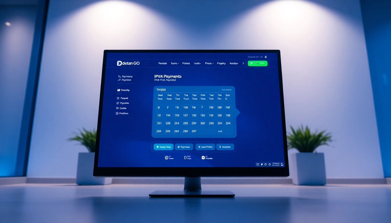 Detran GO interface illustrating the IPVA 2026 payment calendar with user-friendly design.