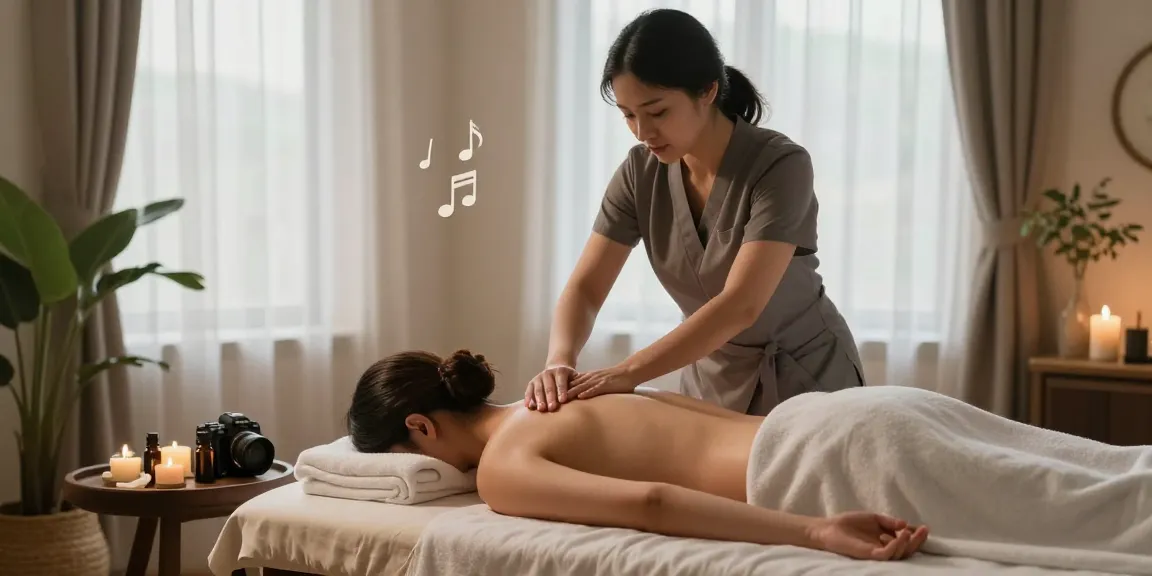 부산스웨디시 마사지 받는 장면, 편안한 스파 분위기 연출