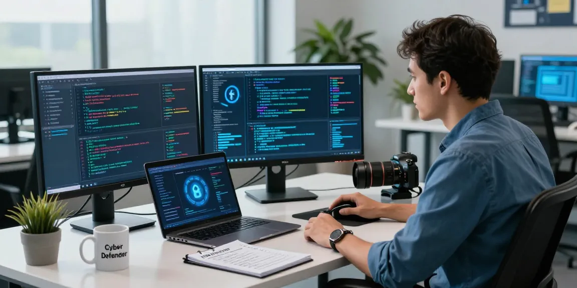 Cybersecurity expert analyzing shs-dome5.com network protocols in a modern tech workspace.