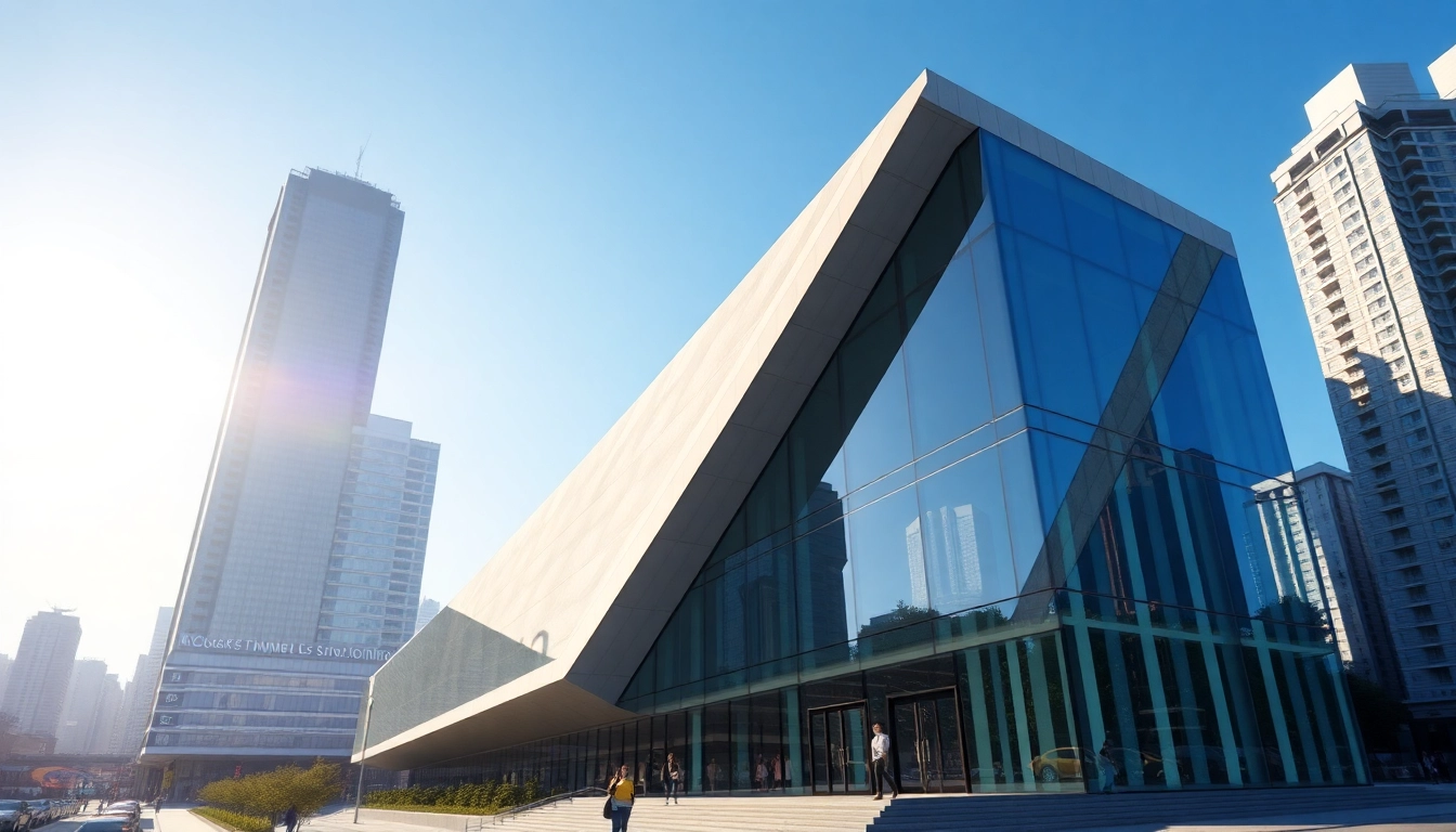 Erstellen einer detailreichen 3D Visualisierung für ein modernes architektonisches Gebäude.