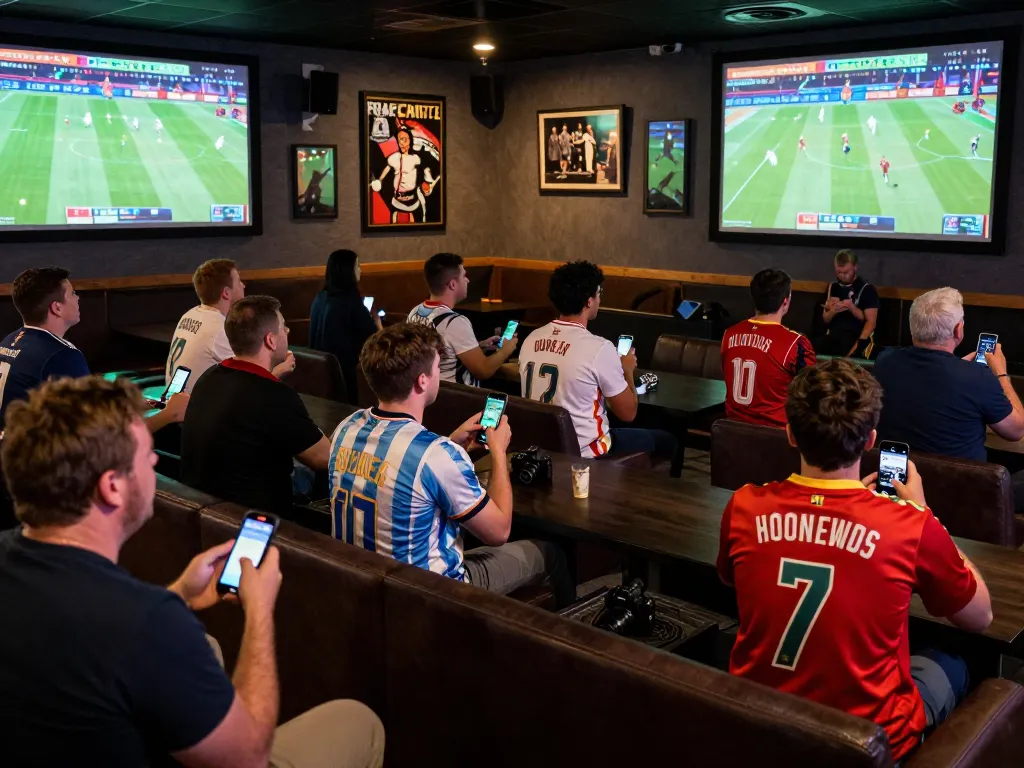 Cakhiatv engaging fans in live sports betting excitement at a vibrant lounge with cheers and screens.