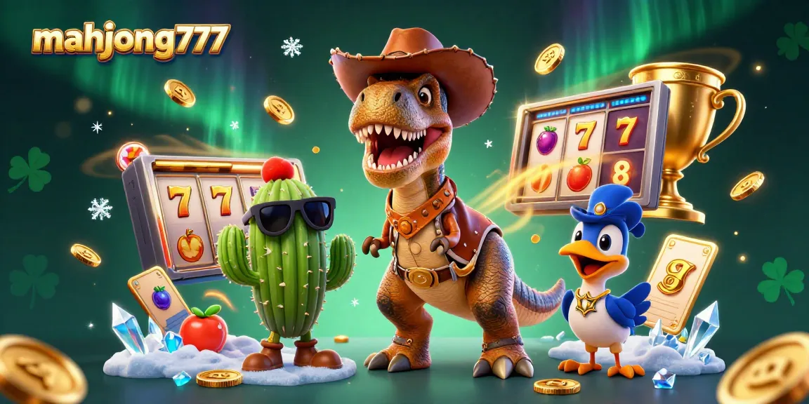 Win big at mahjong777 with exciting characters in a vibrant casino scene featuring slot reels.