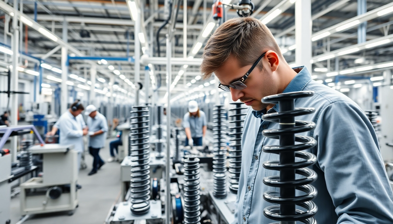 Gas Spring Manufacturer inspecting a precision gas spring in an efficient manufacturing facility.