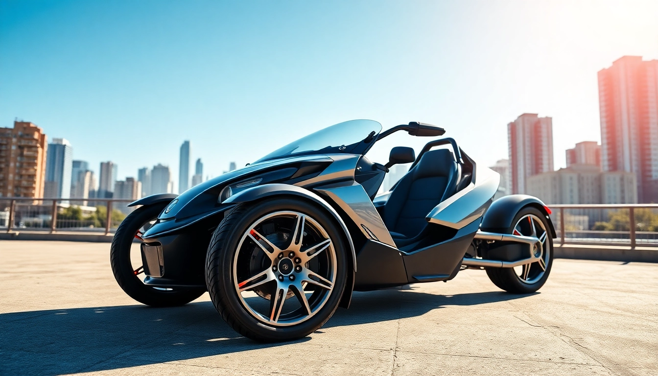 Admire the cheap street legal three wheeler trikes designed for style and adventure in an urban setting.
