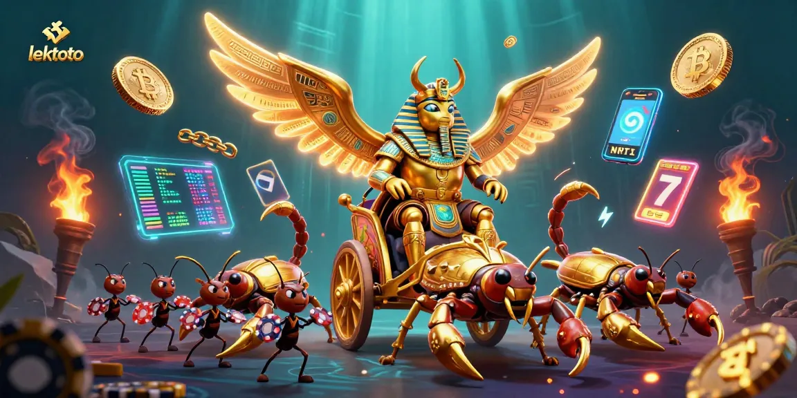 Experience thrilling lektoto fun with a golden scarab beetle, scorpions, and dynamic casino elements!
