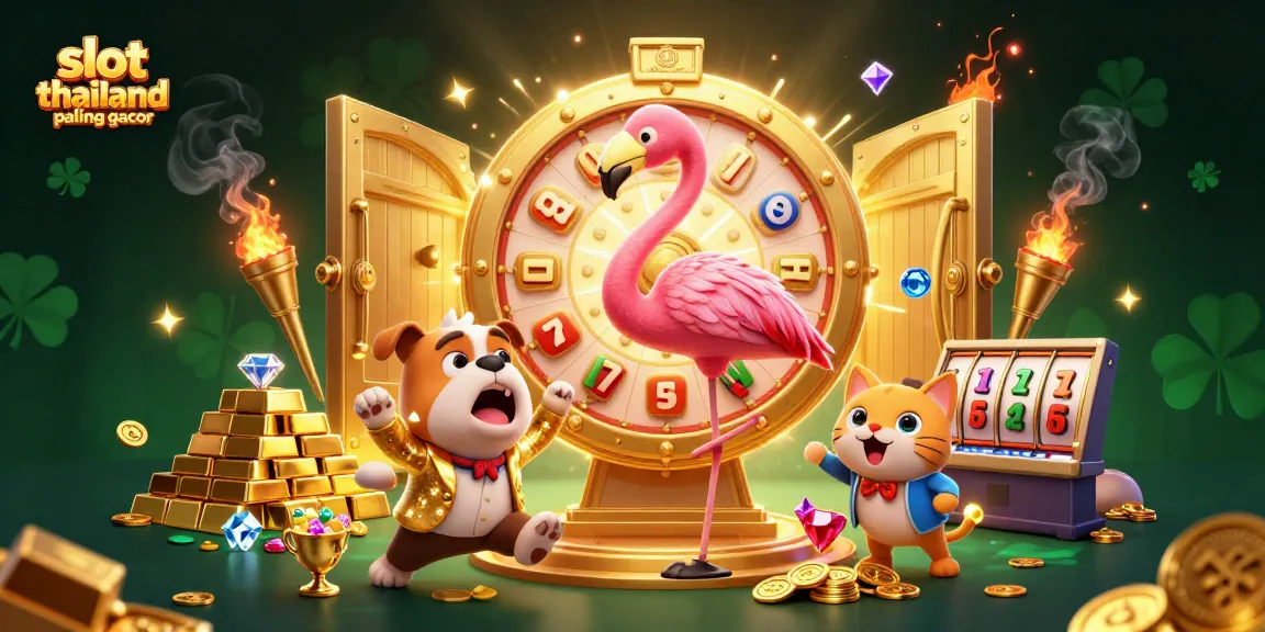 Spin the slot reels in the vibrant scene of "slot thailand paling gacor" with gold treasures and excitement.