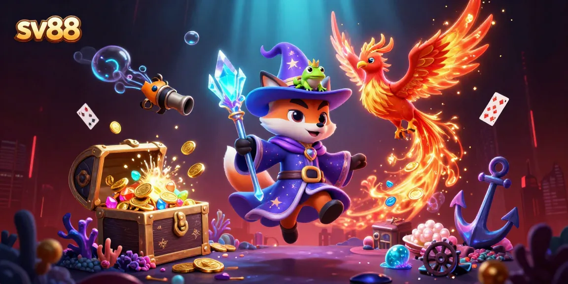 Experience the excitement of sv88 with vibrant casino elements and magical characters in an enchanting scene.