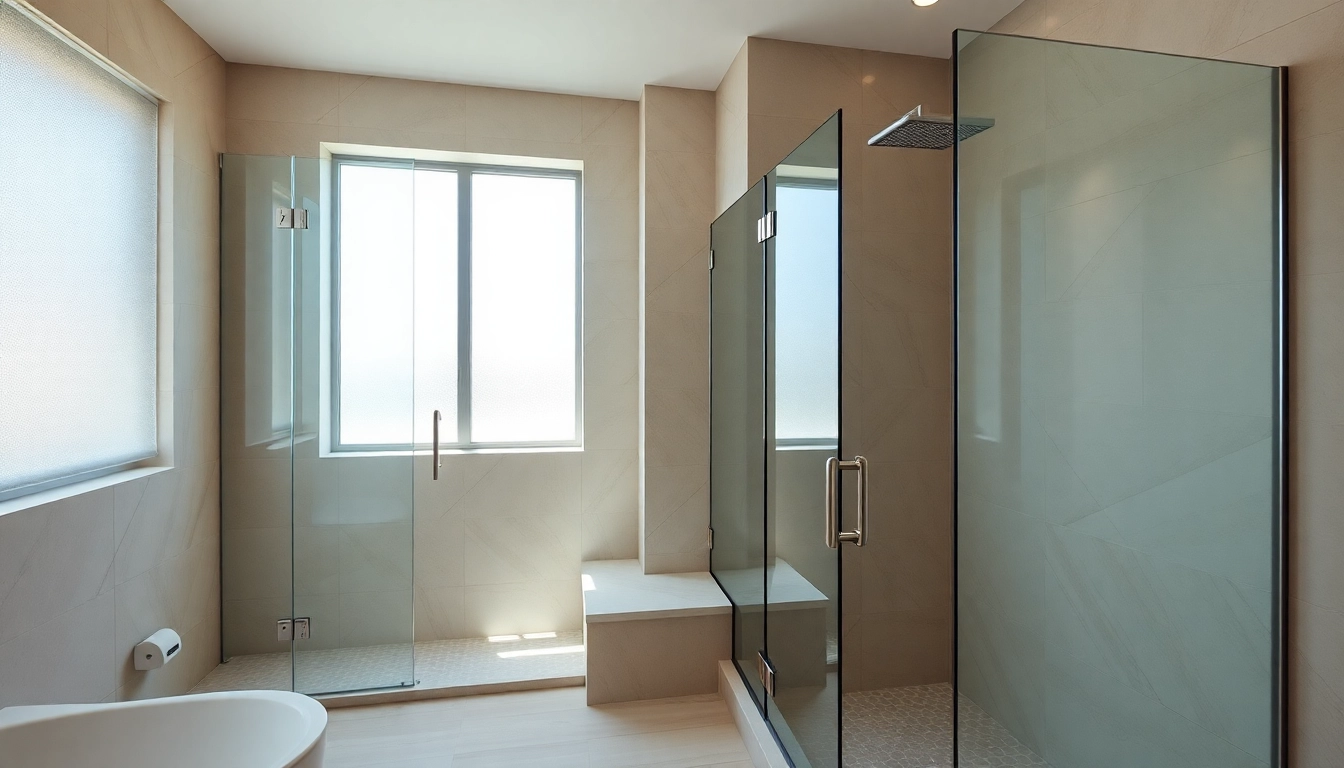 Experience elegant showers in a luxurious bathroom with modern design and natural light.