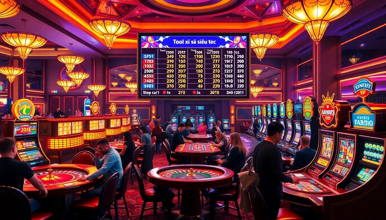 Experience the excitement of Tool xổ số siêu tốc with vibrant casino action showcasing diverse gaming experiences.