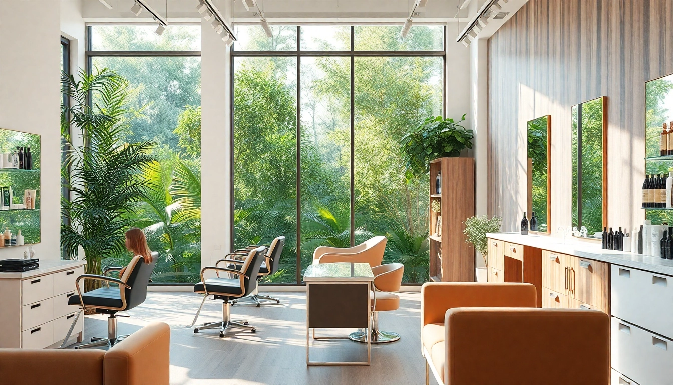 Salon Craiova featuring elegant stations and a welcoming setup in vibrant colors.