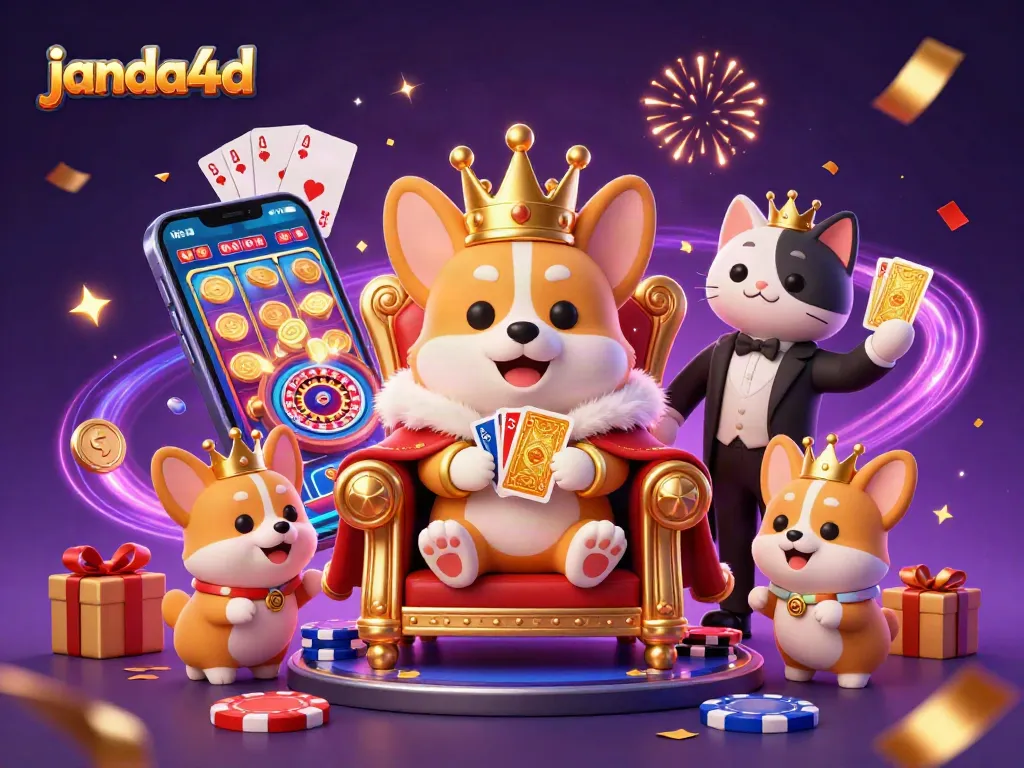 Menangkan permainan di janda4d dengan ilustrasi 3D corgi kerajaan menghadirkan kemewahan dan keseruan.