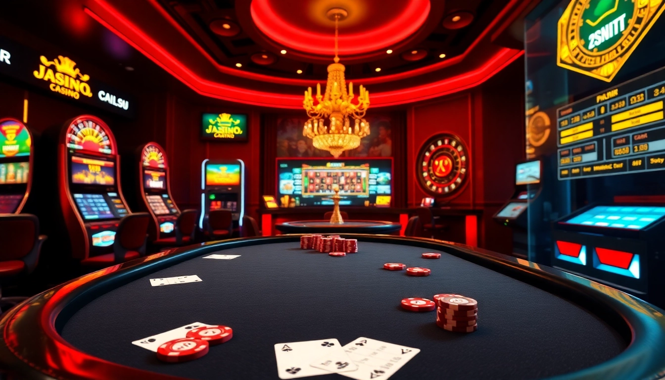 Expérience engageante de casino en ligne avec une table de poker et une interface de jeu vibrante.