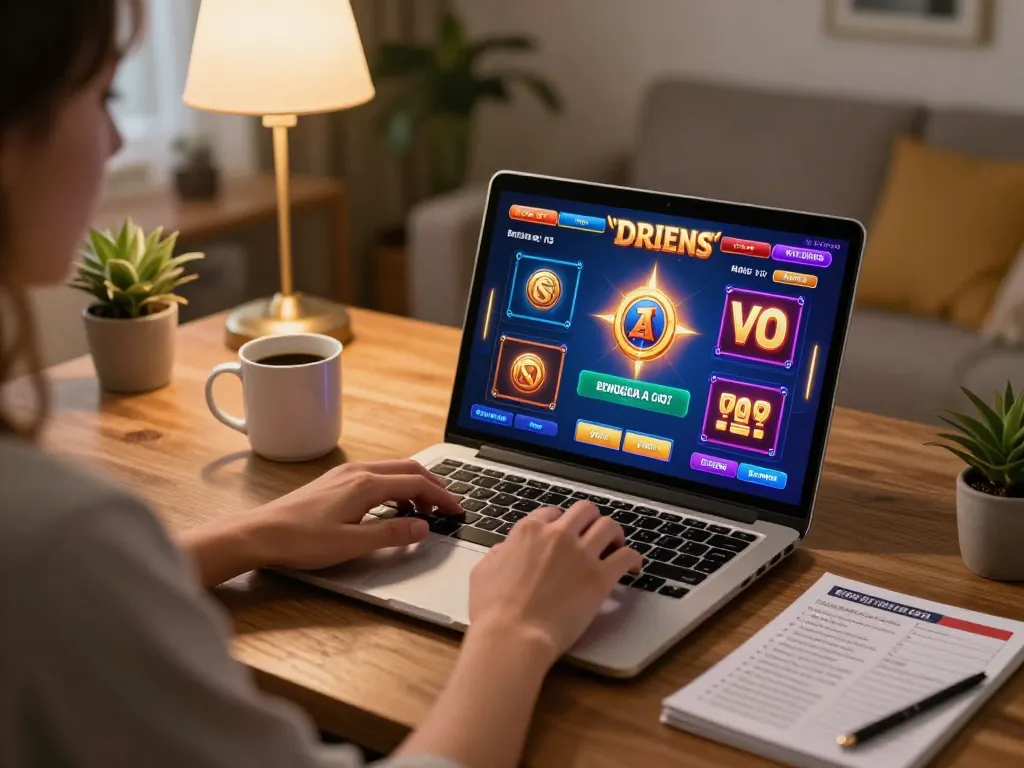 open88 player enjoying online slots at home with colorful graphics and useful strategy notes