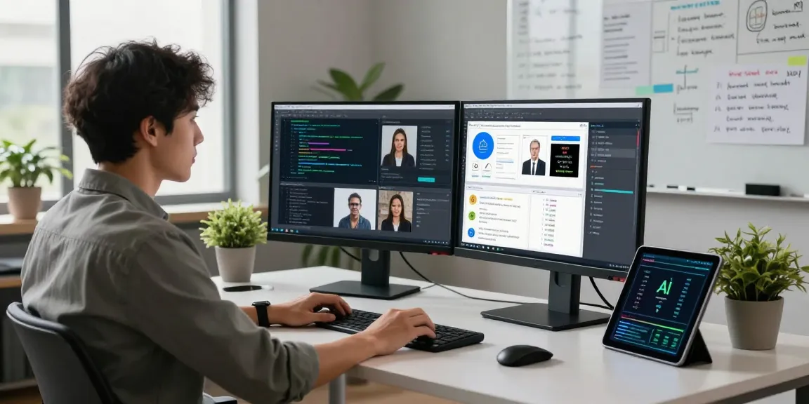 Detect AI images in a modern workspace showcasing real-time content analysis and moderation strategies.