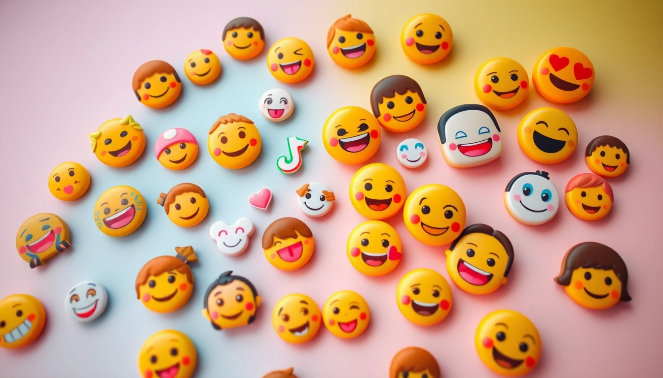 Engaging TikTok emojis collage showcasing popular emojis in dynamic digital art.