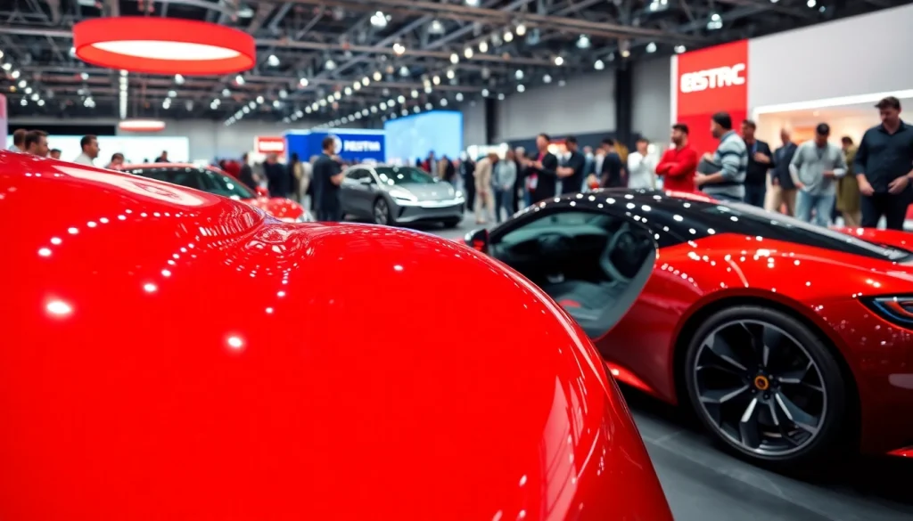 Admire the stunning designs at the Auto Cars Show showcasing sleek vehicles in a vibrant setting.
