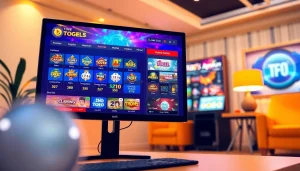 Menampilkan pengalaman bermain togel online yang menarik dengan antarmuka modern dan cerah.