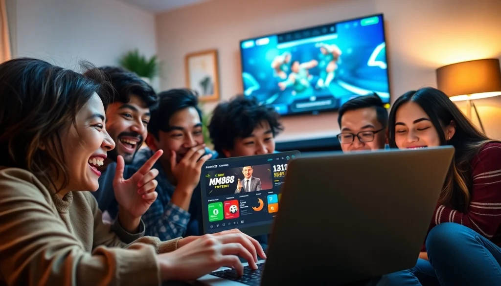 Experience the excitement of online betting with friends using MM88 on a laptop.