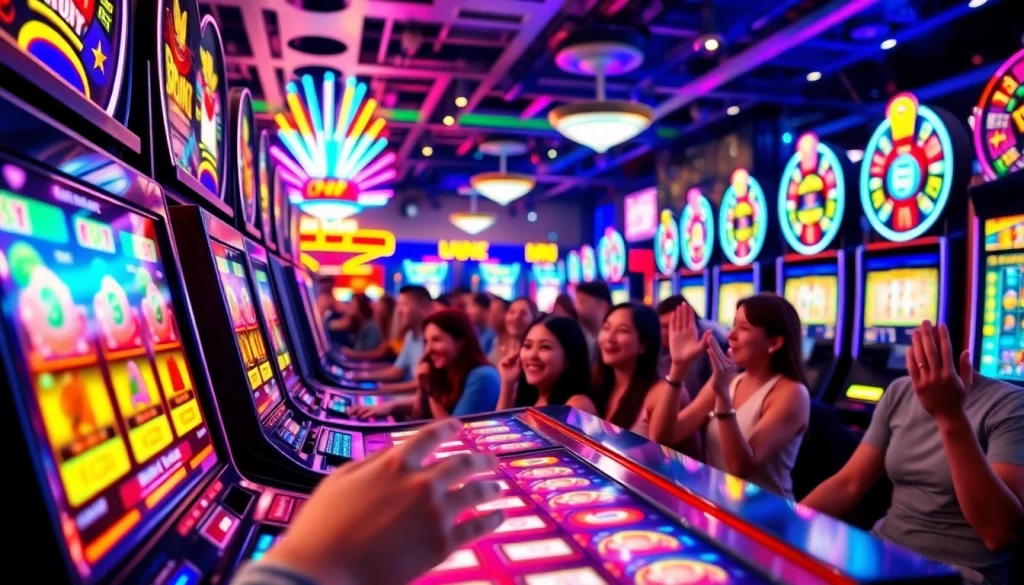 Menangkan jackpot mudah di situs slot dengan mesin slot yang meriah dan pengunjung yang antusias.