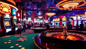 Engaging scene of MM88 Vegas casino floor with players and action at a roulette table.