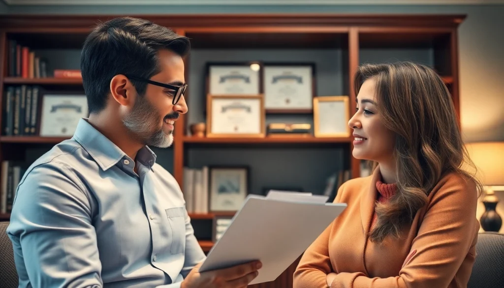 Visualize Property Insurance Claims consultation with an expert advising a homeowner.