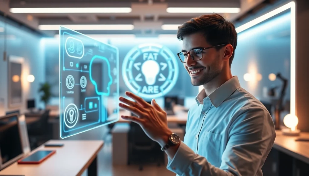 Engaging human interface with AI interaction showcasing seamless technology integration.