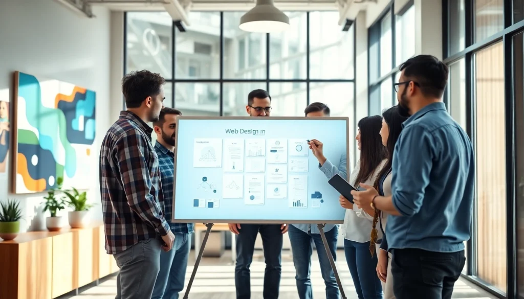 Engaging web design Edmonton team collaborating creatively in a modern office environment.