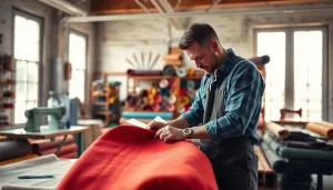 Kunst leer gebruikt door een vakman in een creatieve werkplaats voor unieke projecten