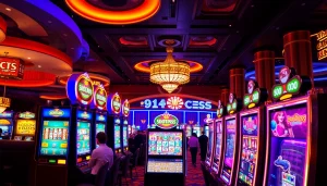 เล่น 918kiss slot ในคาสิโนที่มีบรรยากาศหรูหราและไฟนีออนสว่าง