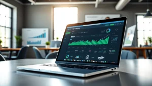 Showcasing a tiktok smm panel interface on a sleek laptop within a modern workspace.