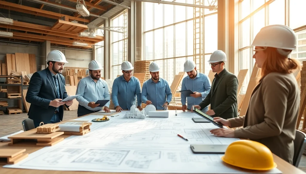 Team of professionals collaborating on projects, representing the Texas association of builders.