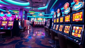 Menangkan slot depo 1k dengan suasana kasino yang penuh warna dan mesin slot terang