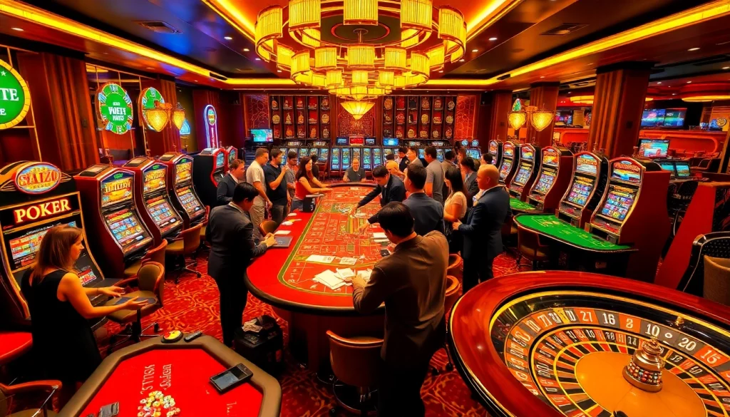 Engage in thrilling gameplay at b52club with vibrant casino tables and excited players.