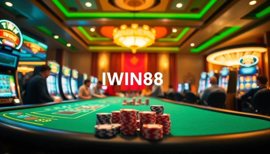 IWIN68 players engaging in thrilling gambling on professional casino tables filled with excitement.