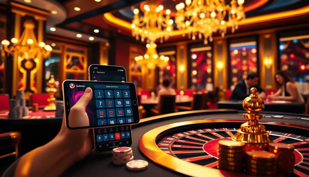 SODO Casino enthusiasts placing bets at a vibrant roulette table with luxurious details.