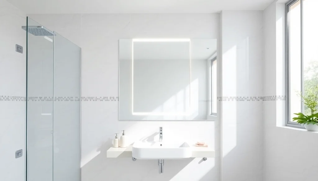 Elevate your space with a sleek bathroom mirror with led light reflecting modern elegance.