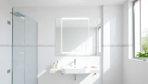 Elevate your space with a sleek bathroom mirror with led light reflecting modern elegance.