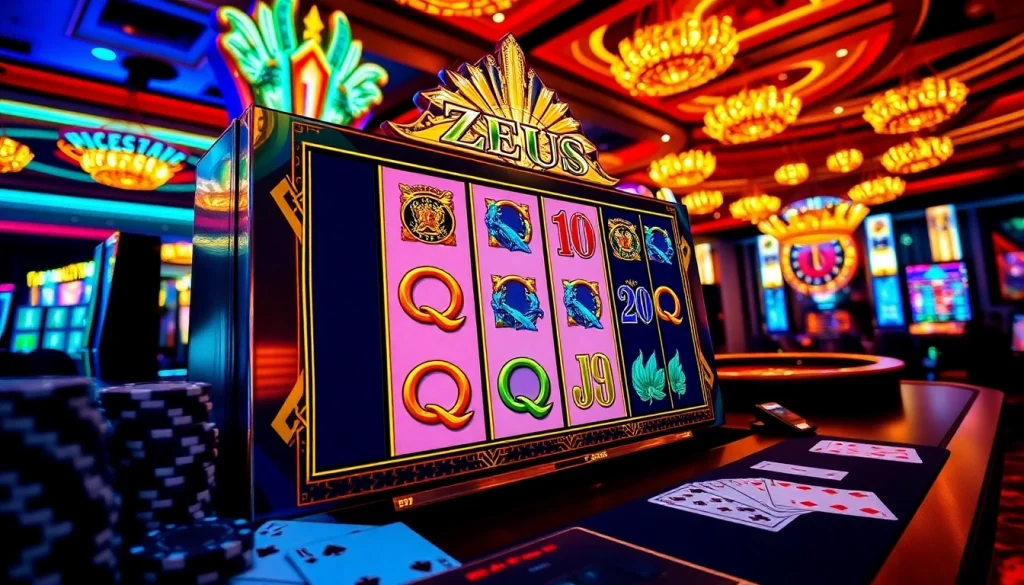 Memutar mesin Zeus Slot dan mengejar jackpot epik dalam suasana kasino yang hidup.