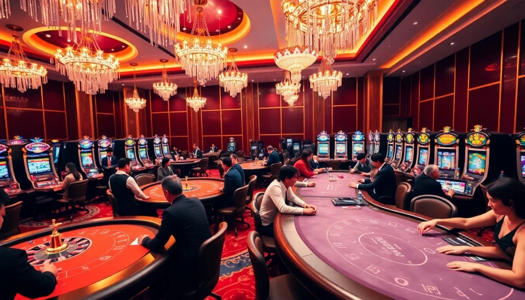 Excited players engaging in high-stakes games at Nhà cái MV66 casino.
