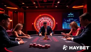 Players engaging at a luxurious HAYBET poker table, showcasing high-stakes excitement and glamour.