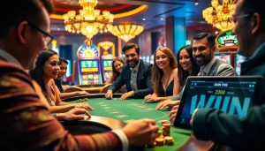 Experience the thrill of Link 56WIN at an upscale casino with poker, roulette, and slot machines.