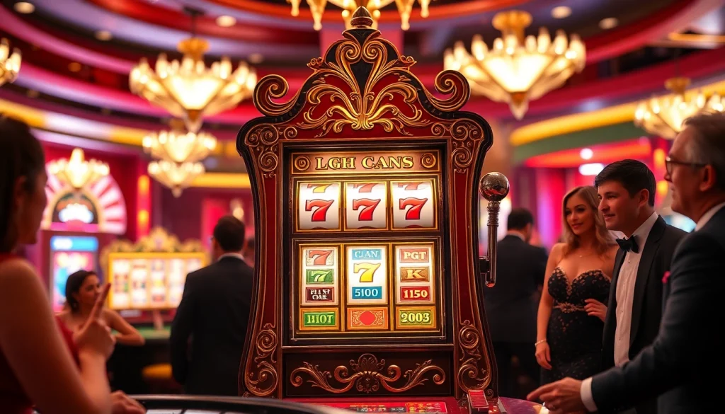 Players enjoying idn slot gameplay at a vibrant casino filled with excitement and winning moments.
