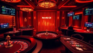 Exciting casino scene showcasing keo nha cai with players engaged in high-stakes games.