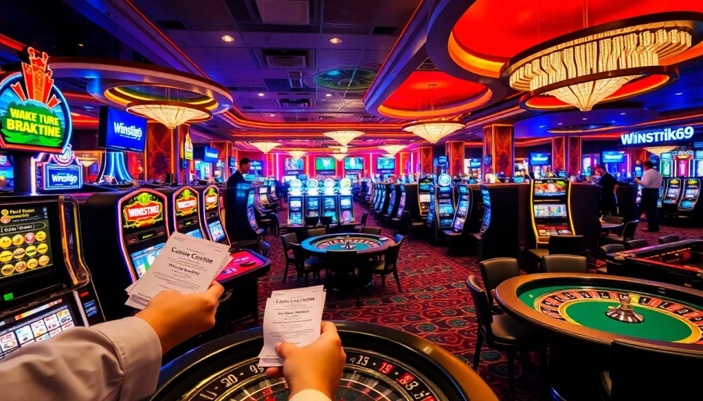Experience the vibrant excitement of winstrike69 as players enjoy thrilling slot machines and casino games.