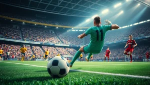 Engaging image of a goalkeeper's action, showcasing ผลบอลสดthscore in a vibrant soccer game.
