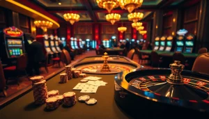 Experience the thrill of gambling at a luxurious casino featuring hidden wiki onion themes amidst poker tables and roulette wheels.