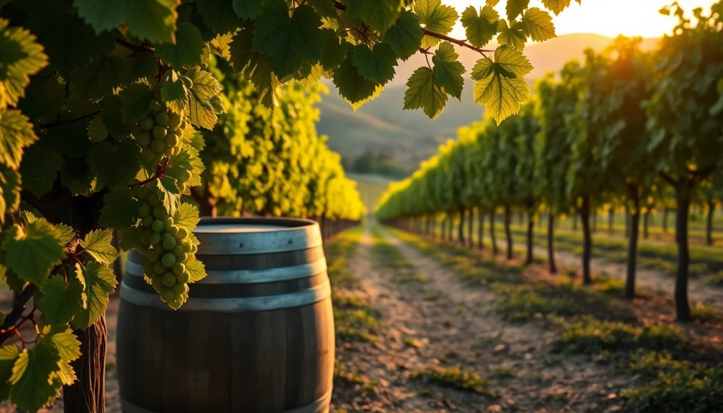 Experience the charm of Winery Sacramento with a scenic vineyard bathed in golden sunlight.