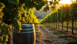 Experience the charm of Winery Sacramento with a scenic vineyard bathed in golden sunlight.